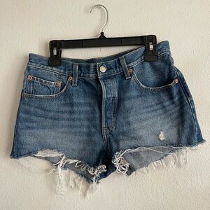 Levi's Blue Distressed Cutoff Denim Shorts